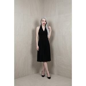 Evan-Picone Womens Black Halter Midi dress With Ruched Empire Waist 14